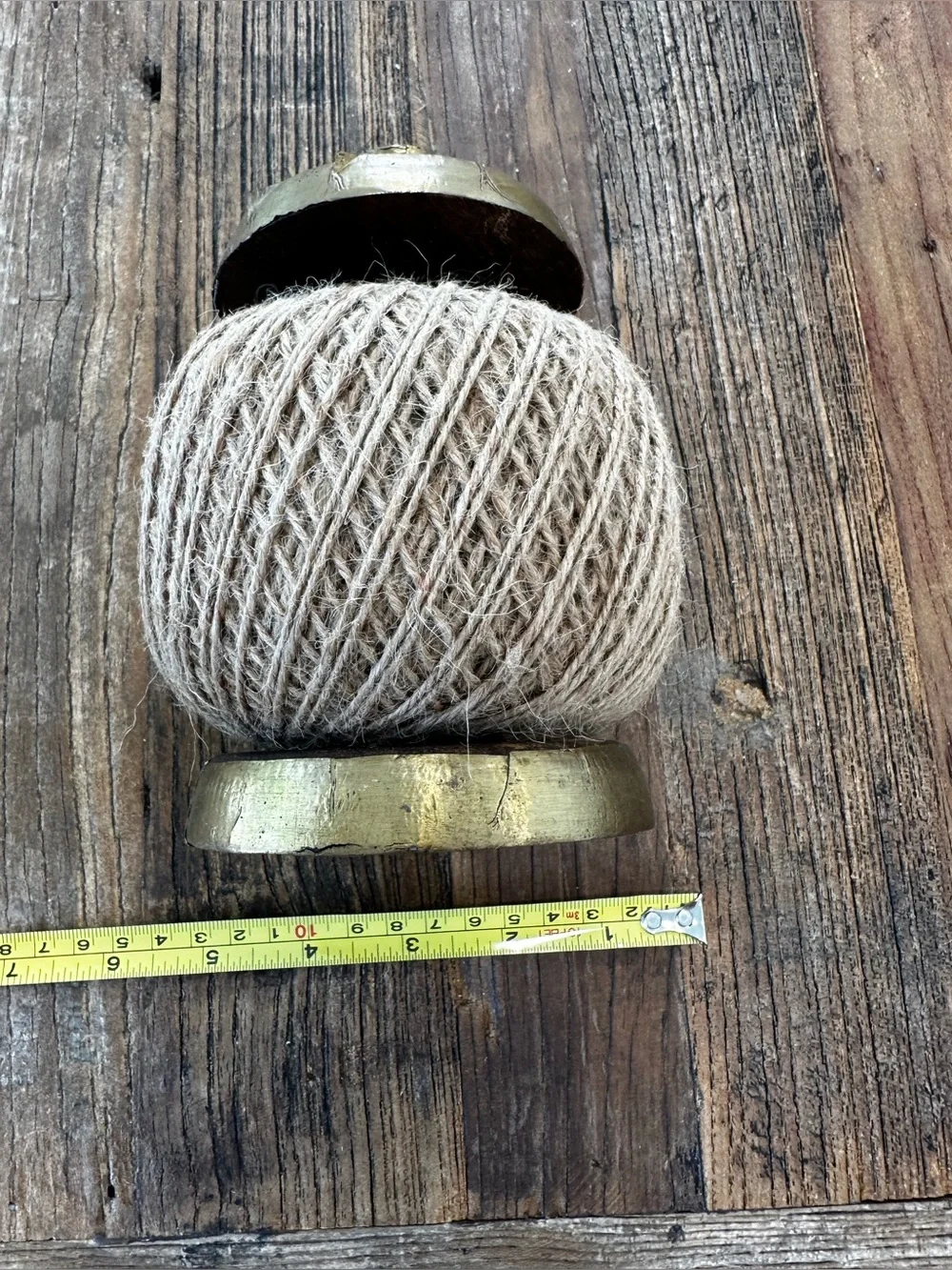 Rustic Natural Twine Accent with Brass-Tone Caps-craft ball